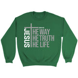 Jesus the way the truth the life sweatshirt Irish Green / S