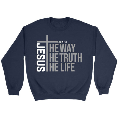 Jesus the way the truth the life sweatshirt Navy / S