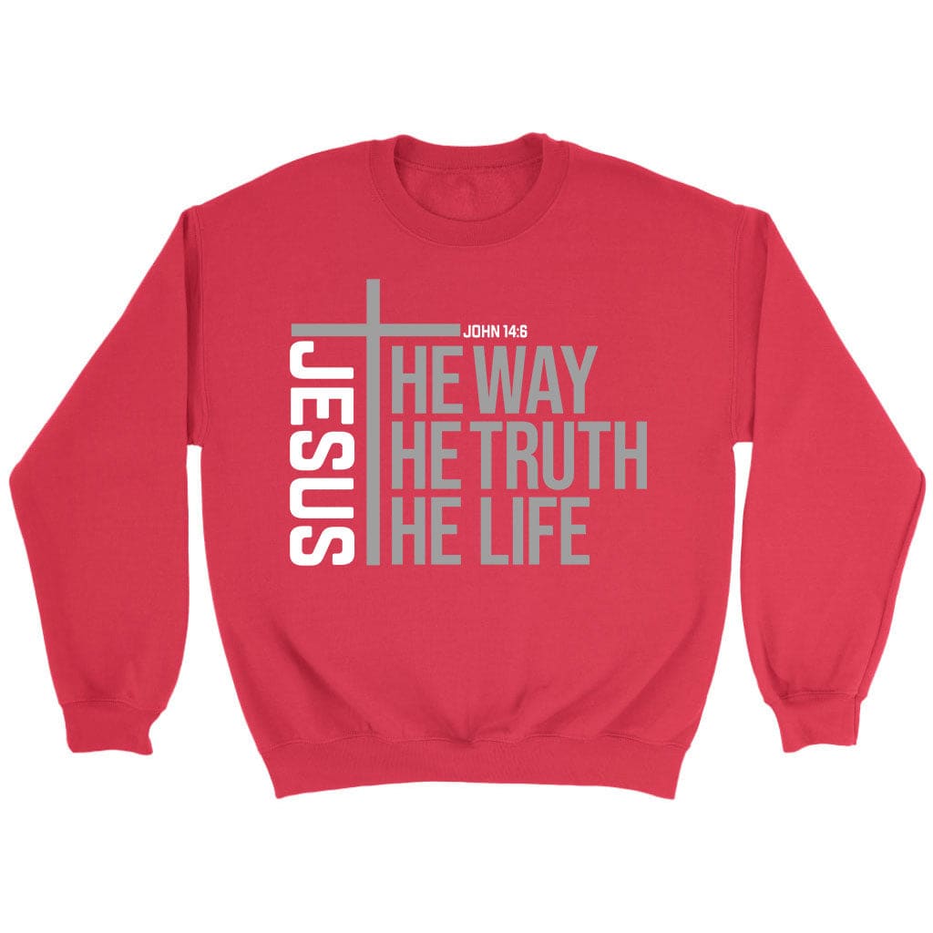 Jesus the way the truth the life sweatshirt Red / S