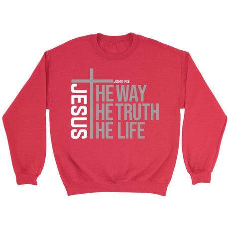 Jesus the way the truth the life sweatshirt Red / S