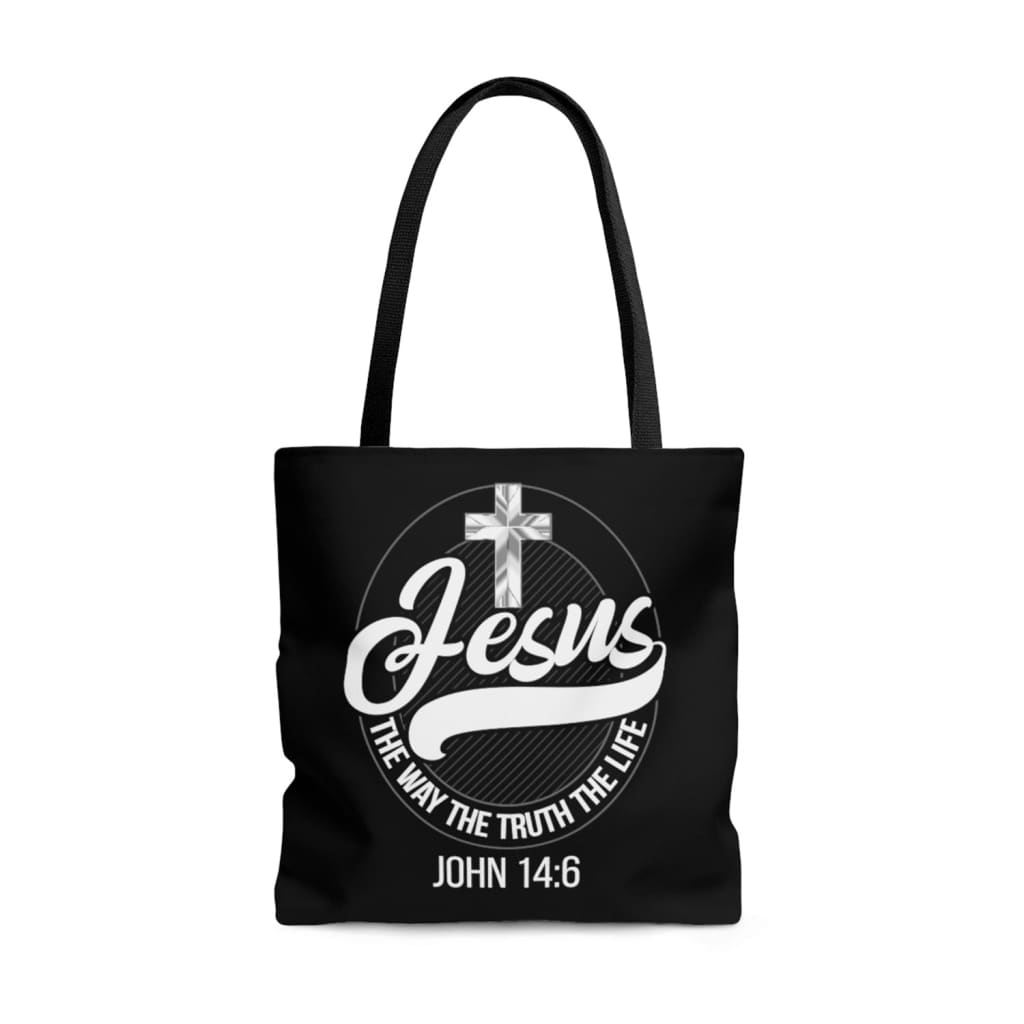 Jesus tote bags: Jesus the way the truth the life tote bag 13 x 13