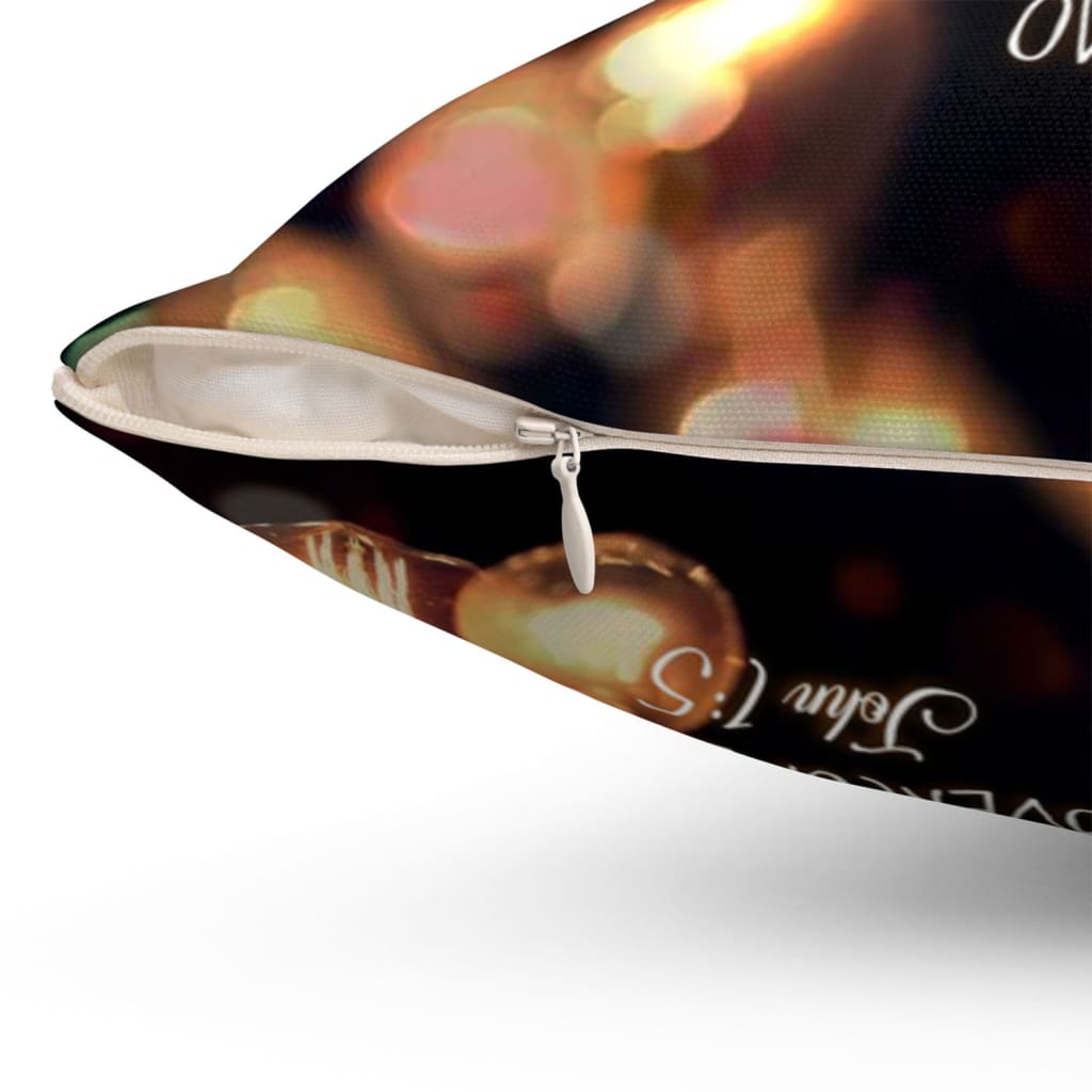 John 1:5 The light shines in the darkness Bible verse pillow