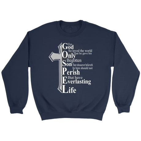John 3:16 For God so loved the world Bible verse sweatshirt Navy / S
