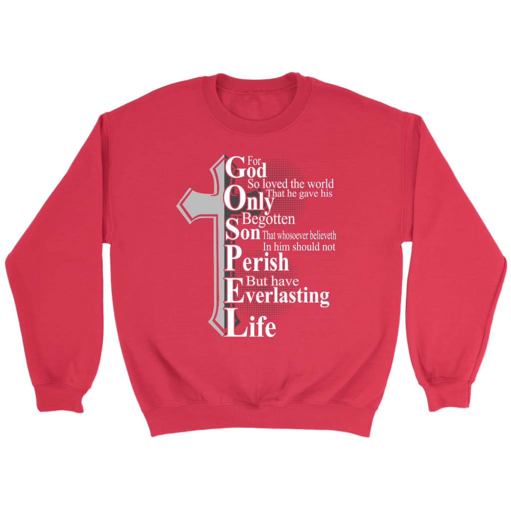 John 3:16 For God so loved the world Bible verse sweatshirt Red / S