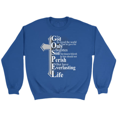 John 3:16 For God so loved the world Bible verse sweatshirt Royal / S