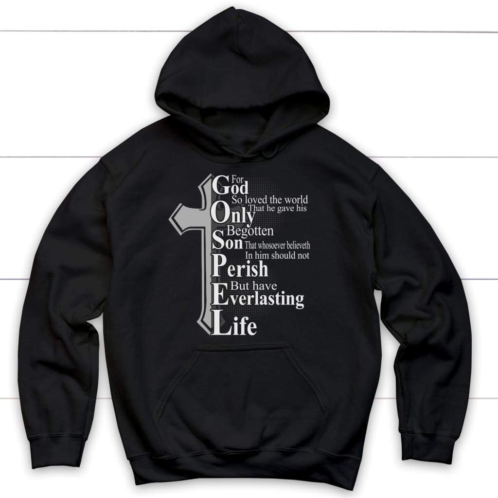 John 3:16 For God so loved the world hoodie - Bible verse hoodie Black / S