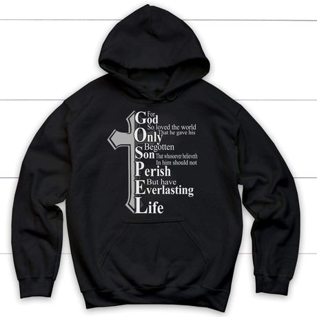 John 3:16 For God so loved the world hoodie - Bible verse hoodie Black / S