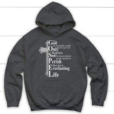 John 3:16 For God so loved the world hoodie - Bible verse hoodie Dark Heather / S