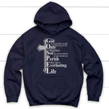 John 3:16 For God so loved the world hoodie - Bible verse hoodie Navy / S