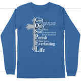 John 3:16 For God so loved the world long sleeve shirt Christian long sleeve t-shirts True Royal / S