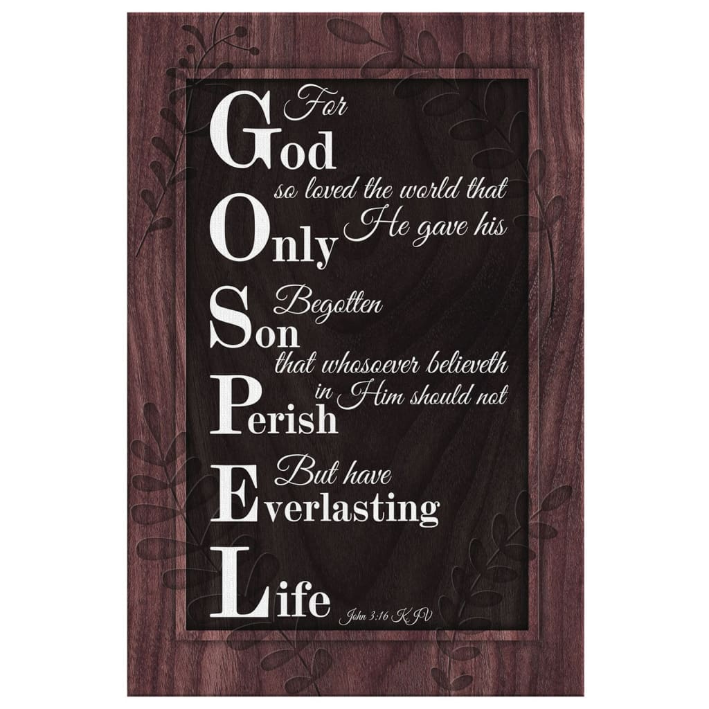 Inspirational wall art with John 3:16 KJV Bible verse, "For God So Loved The World," ideal Christian gift for believers.