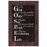 Inspirational wall art with John 3:16 KJV Bible verse, "For God So Loved The World," ideal Christian gift for believers.