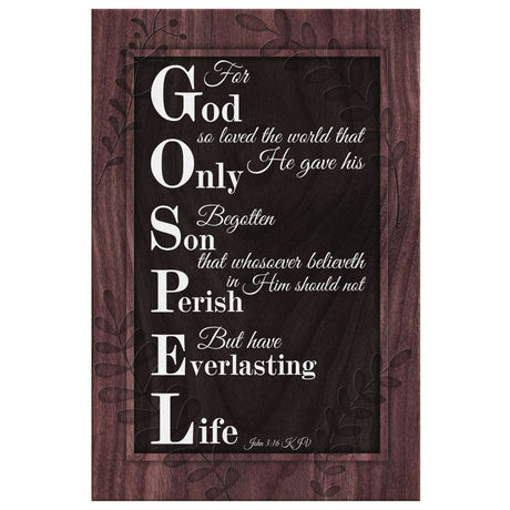 Inspirational wall art with John 3:16 KJV Bible verse, "For God So Loved The World," ideal Christian gift for believers.
