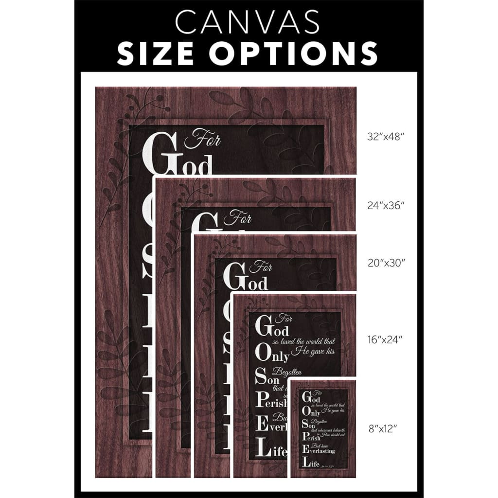 Faith-based canvas print with John 3:16 KJV, "For God So Loved The World," great religious home decor.