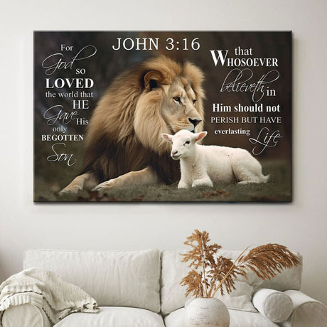 Bible Verse Wall Art: For God so loved the world John 3:16 KJV canvas print