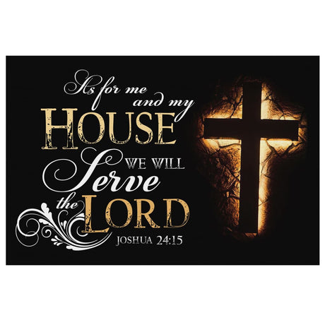 Faith-based canvas print with Joshua 24:15, "As For Me and My House," great religious home decor for believers.