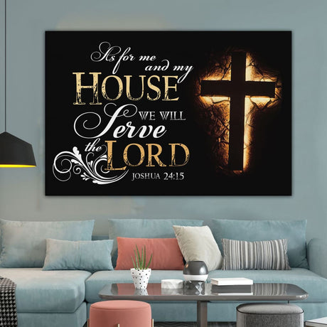Christian wall art featuring Joshua 24:15, "As For Me and My House We Will Serve the Lord," perfect faith-based home decor.