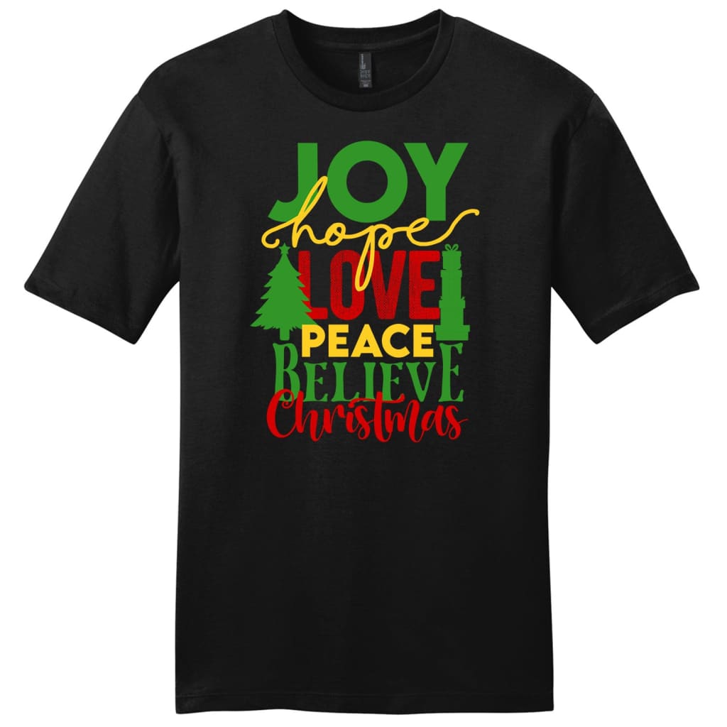 Joy hope love peace believe Christmas Men’s t-shirt Black / S