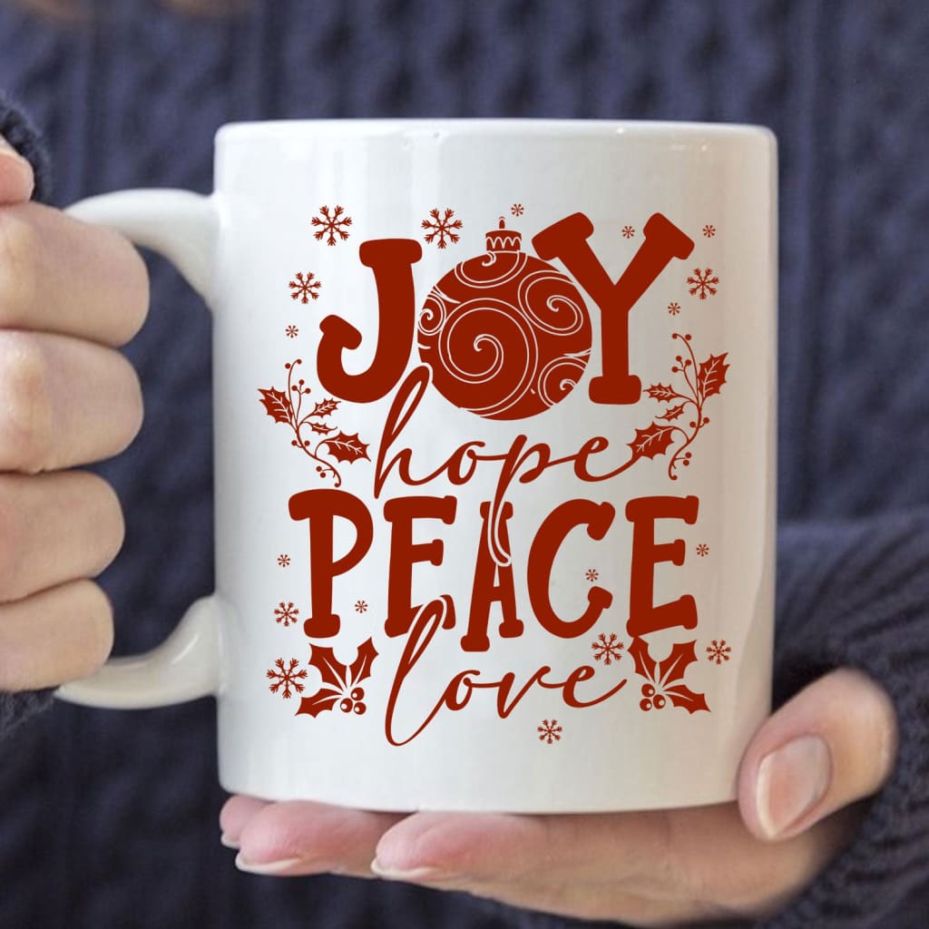 Joy hope peace love Christian Christmas coffee mug 11 oz