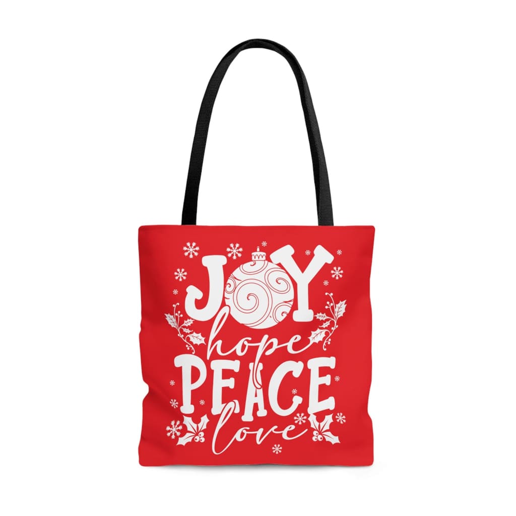 Joy hope peace love Christian Christmas tote bag 13 x 13