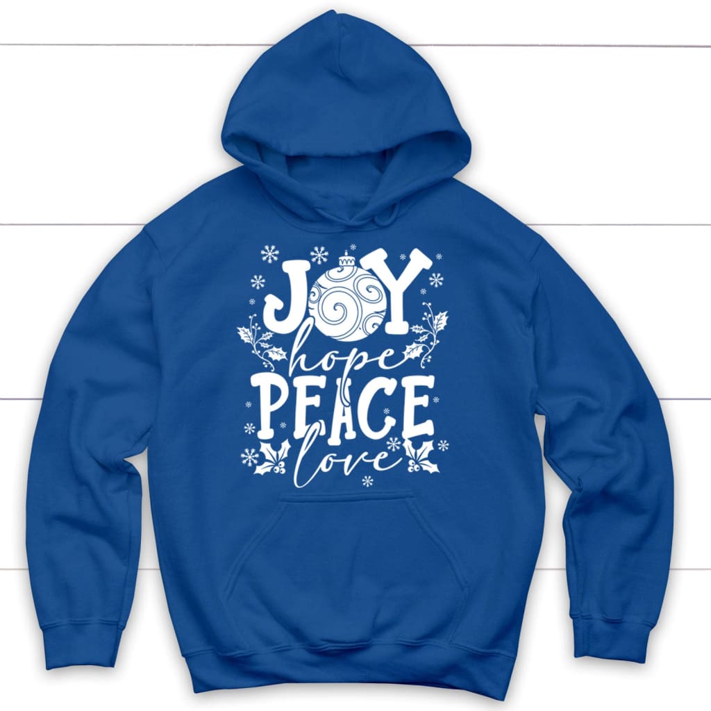 Joy hope peace love Christian Christmas hoodie Royal Blue / S