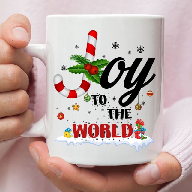 Joy to the world Buffalo plaid Christmas coffee mug 11 oz
