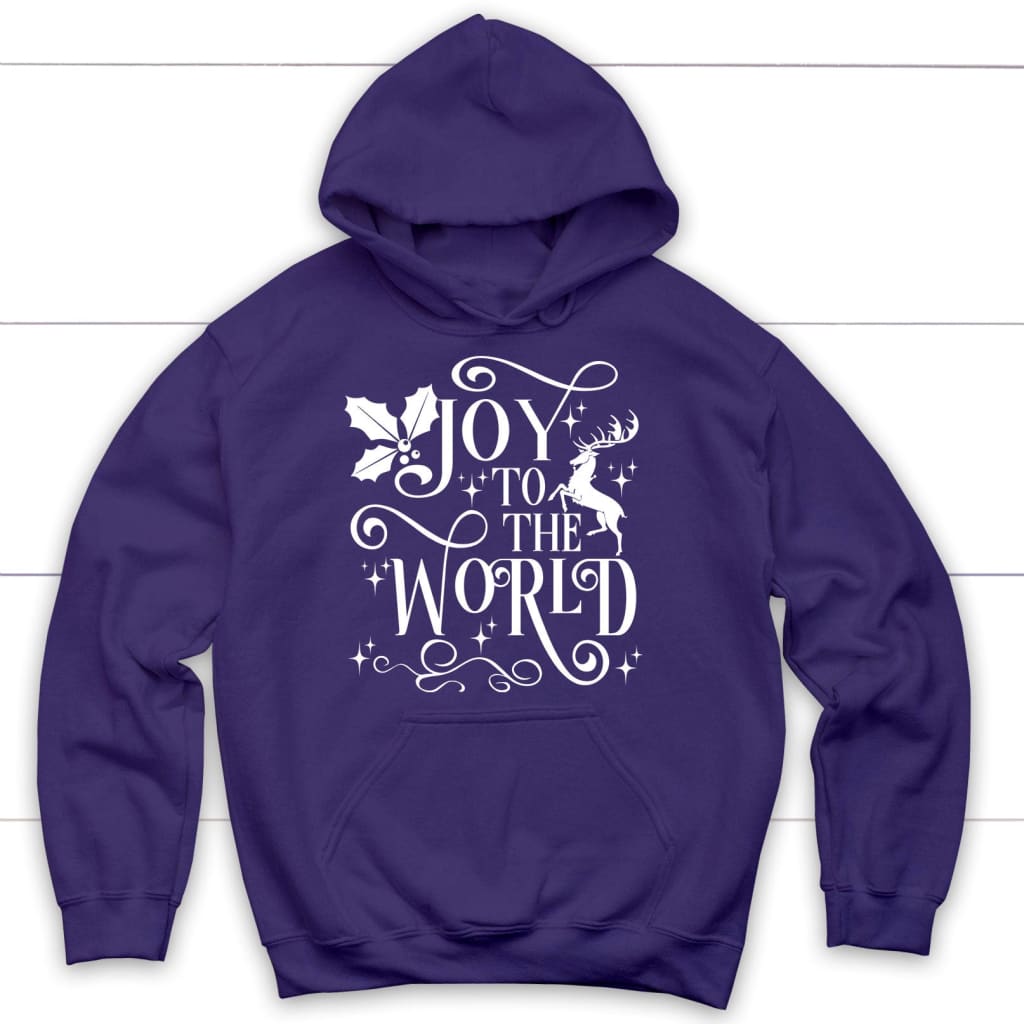 Christian Christmas hoodie Joy to the world hoodie Purple / S