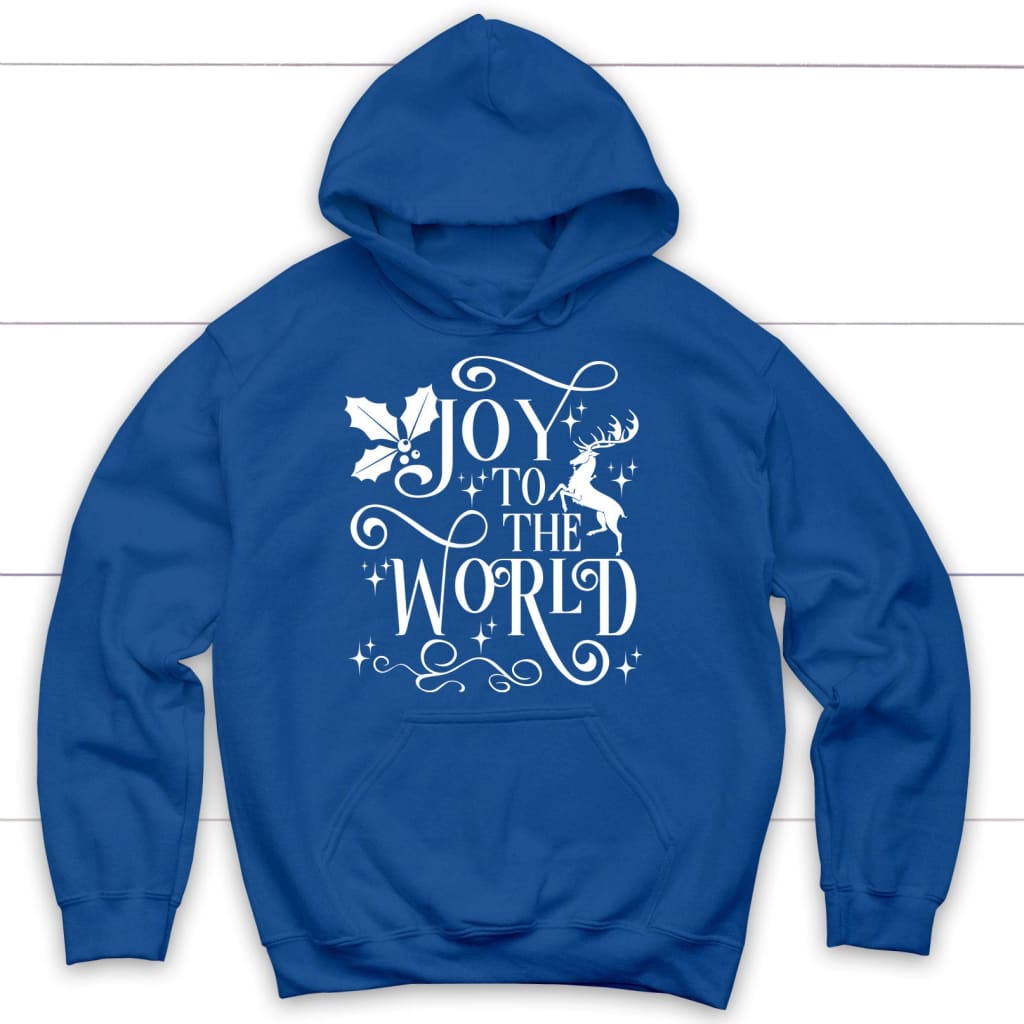 Christian Christmas hoodie Joy to the world hoodie Royal Blue / S