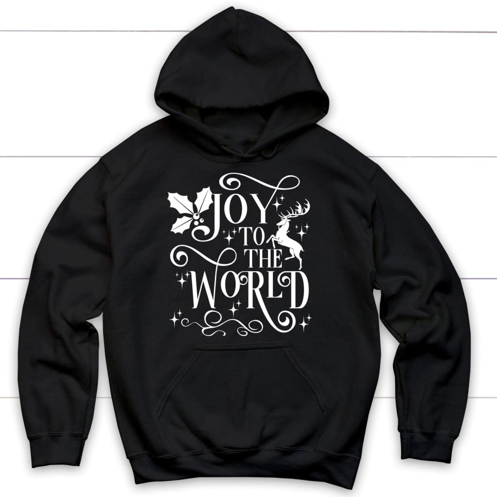 Christian Christmas hoodie Joy to the world hoodie Black / S