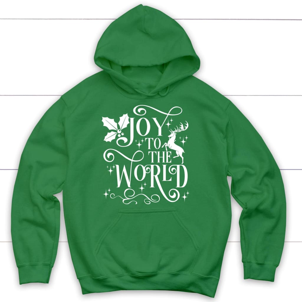 Christian Christmas hoodie Joy to the world hoodie Irish Green / S