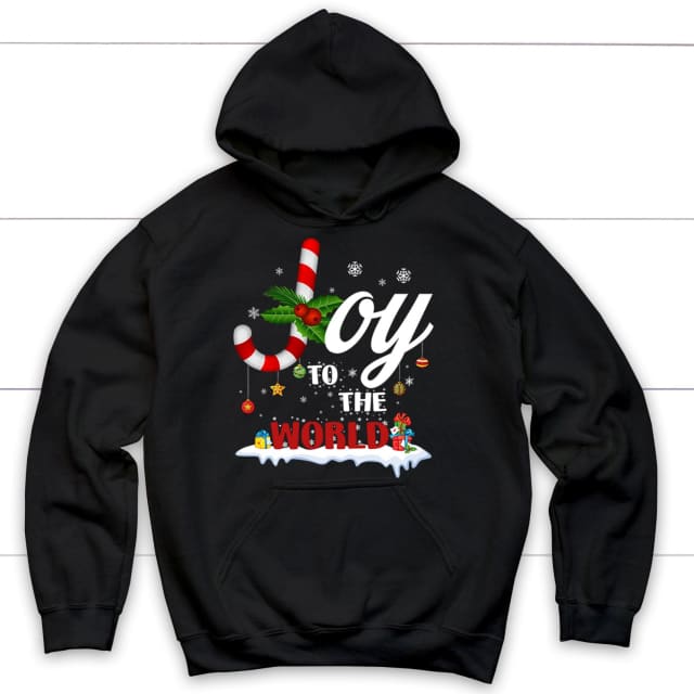 Joy to the world Buffalo plaid Christmas hoodie Black / S