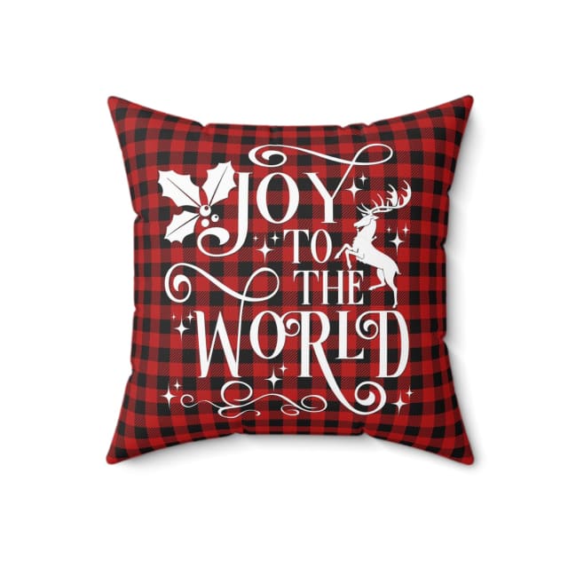 Christian Christmas pillow Joy to the world Buffalo plaid pillow