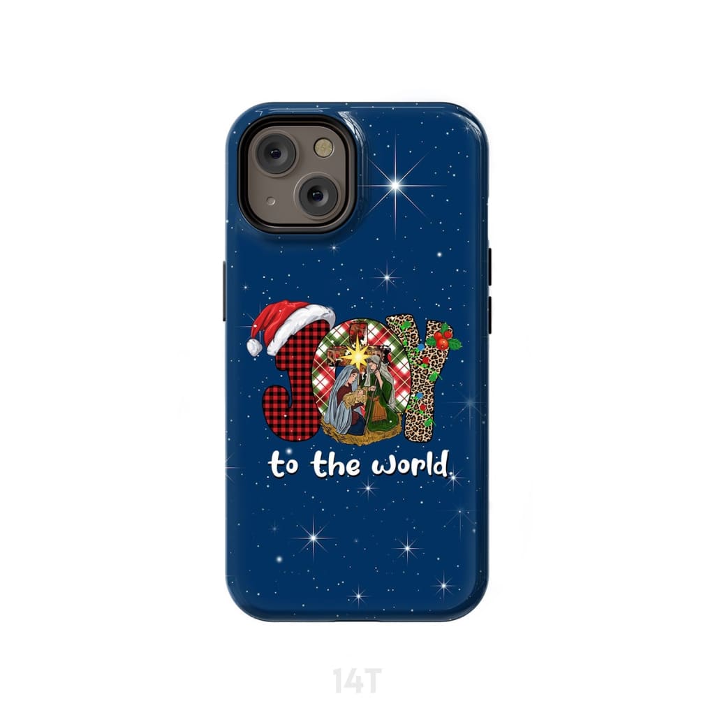 Joy to the world Buffalo plaid leopard phone case iPhone 14 / Tough