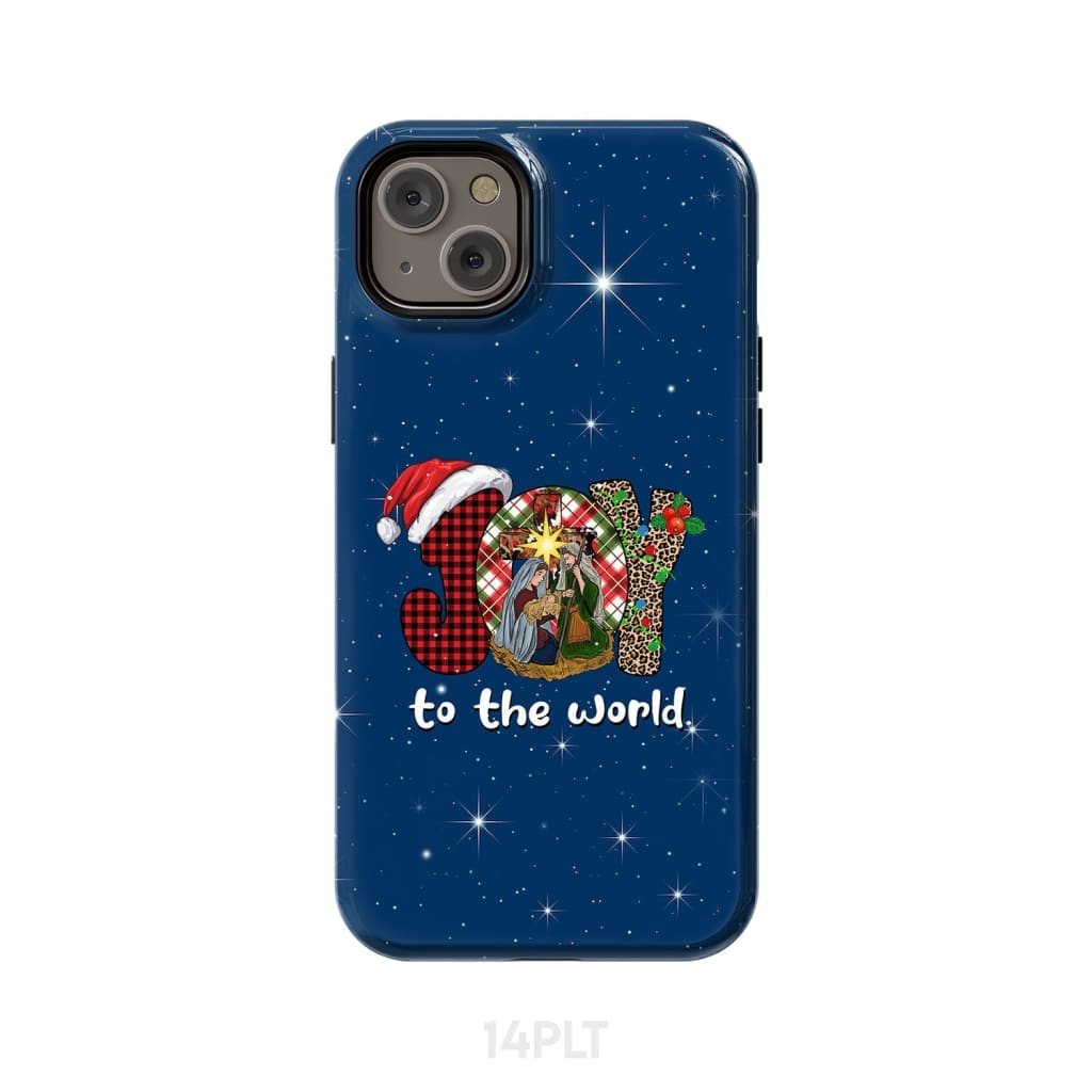 Joy to the world Buffalo plaid leopard phone case iPhone 14 Plus / Tough