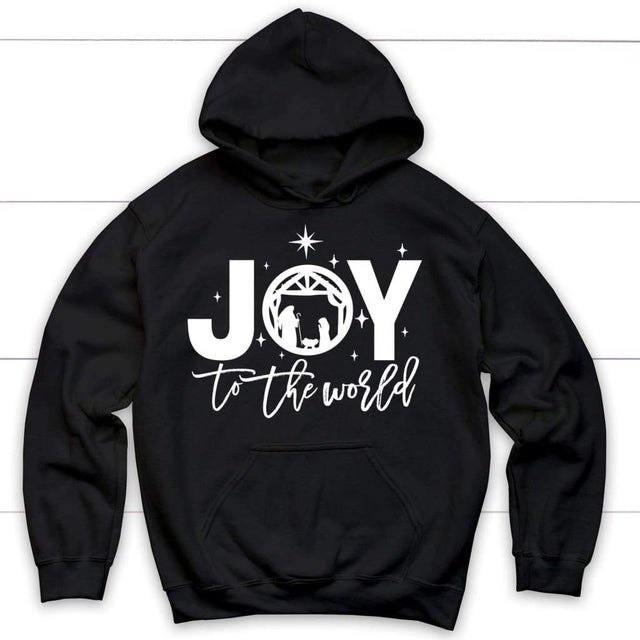 Joy to the world Christmas Christian hoodie Black / S