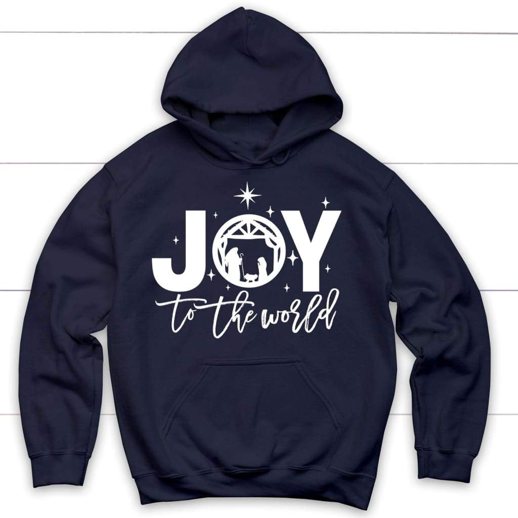 Joy to the world Christmas Christian hoodie Navy / S