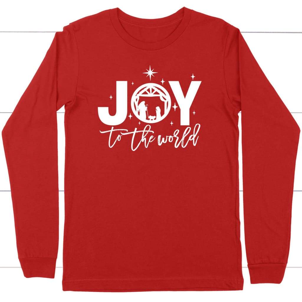Joy to the world Christmas long sleeve t-shirt - Christian Christmas gifts Red / S