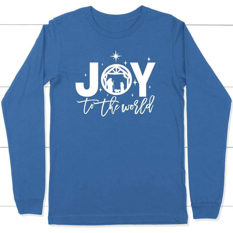Joy to the world Christmas long sleeve t-shirt - Christian Christmas gifts True Royal / S