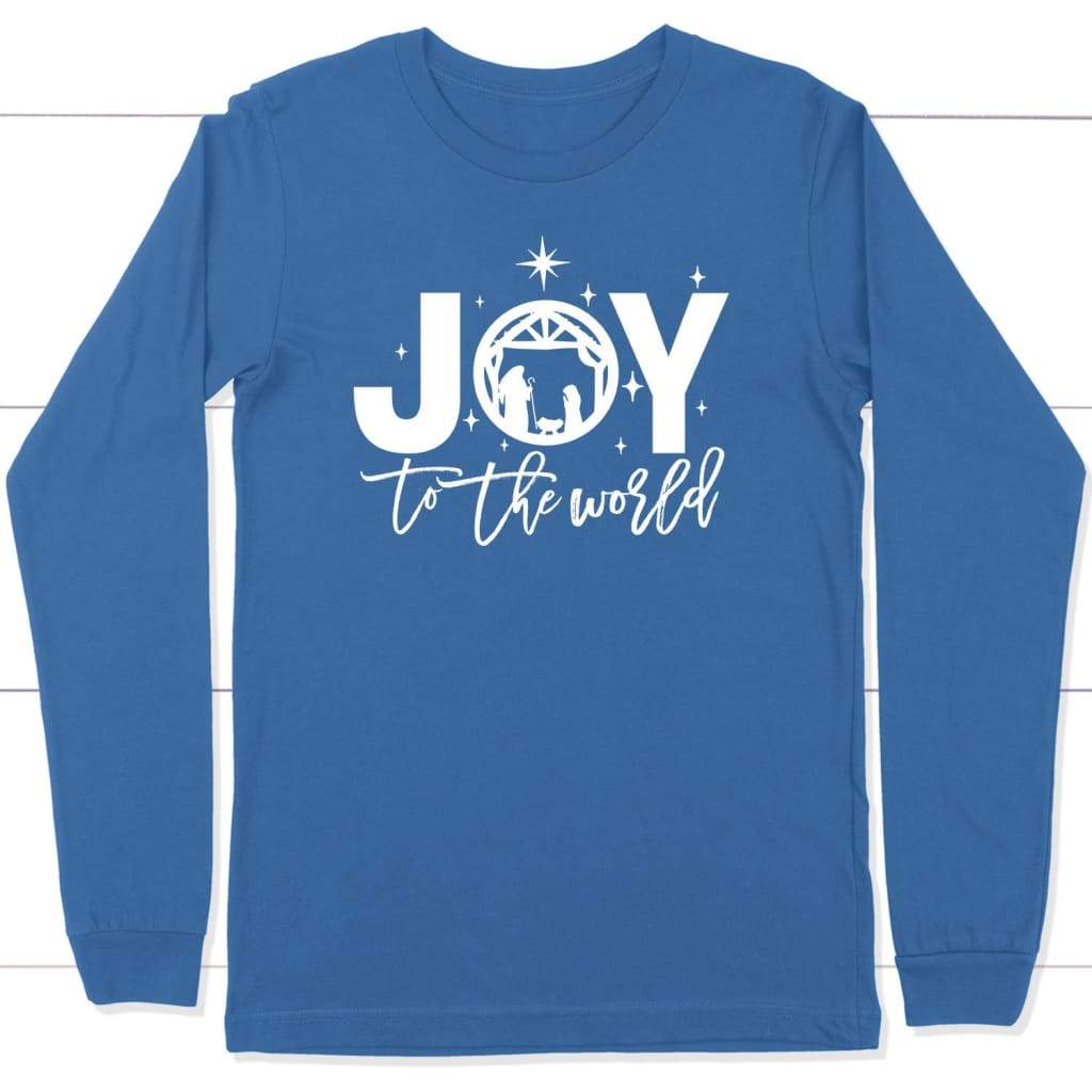 Joy to the world Christmas long sleeve t-shirt - Christian Christmas gifts True Royal / S