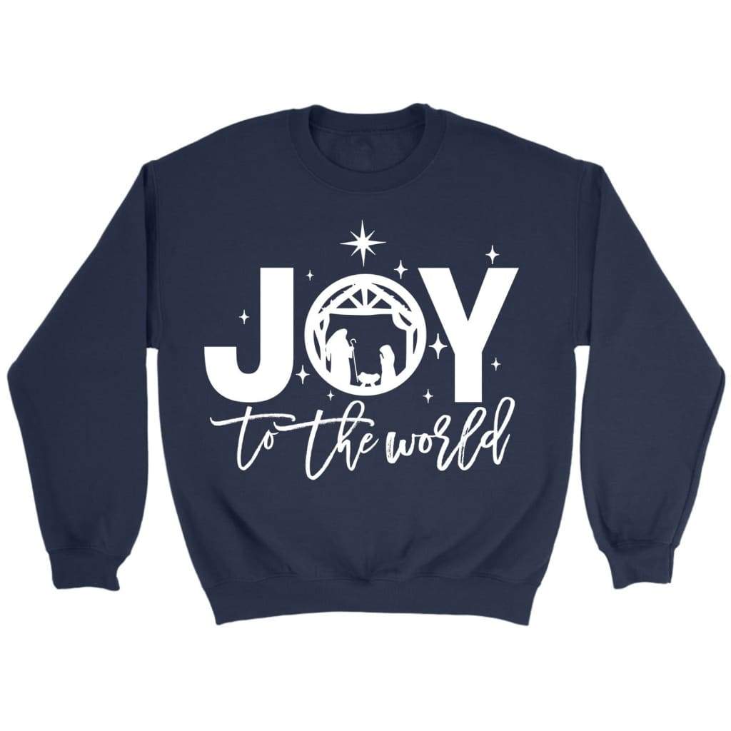 Joy to the world Christmas sweatshirt - Christian Christmas gifts Navy / S