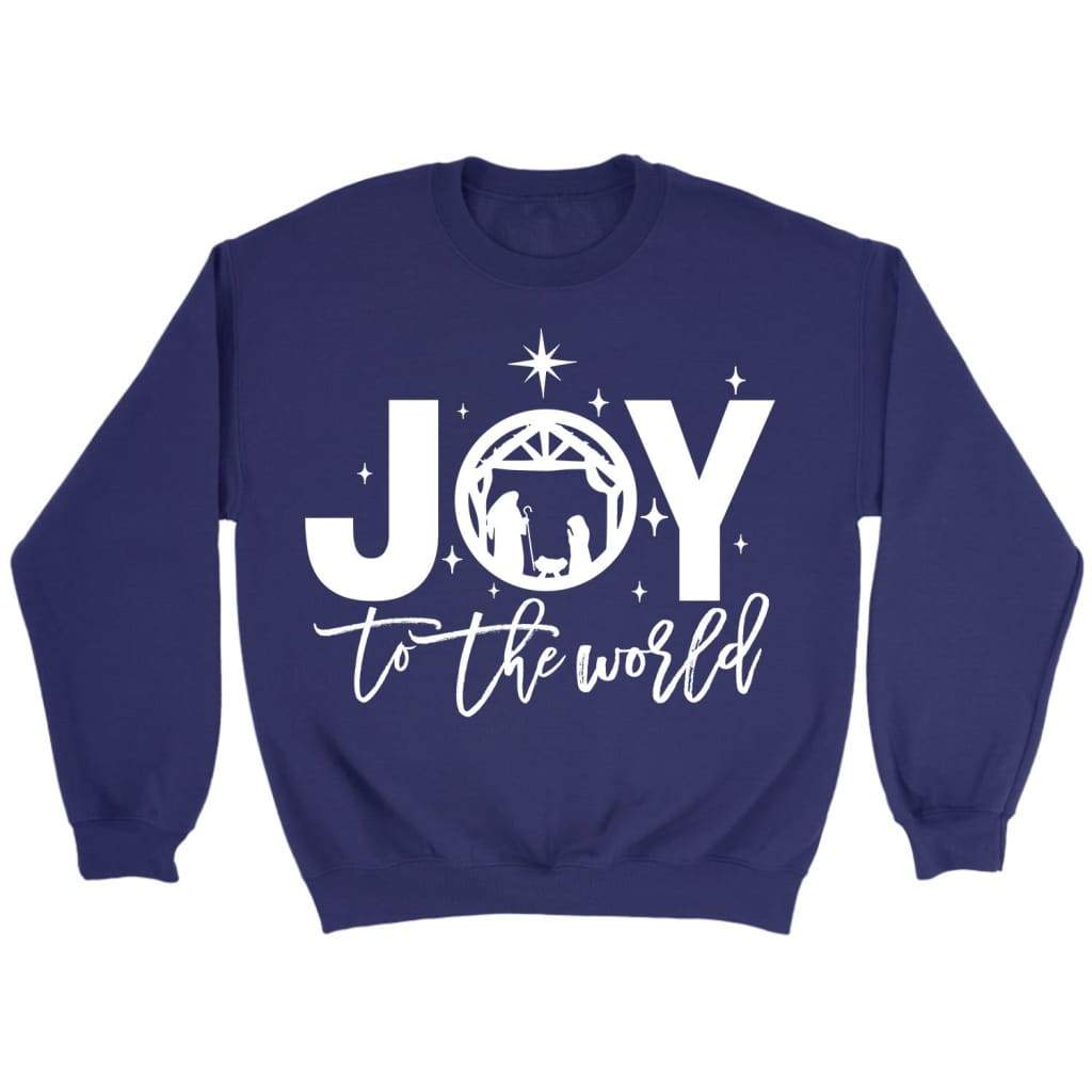 Joy to the world Christmas sweatshirt - Christian Christmas gifts Purple / S