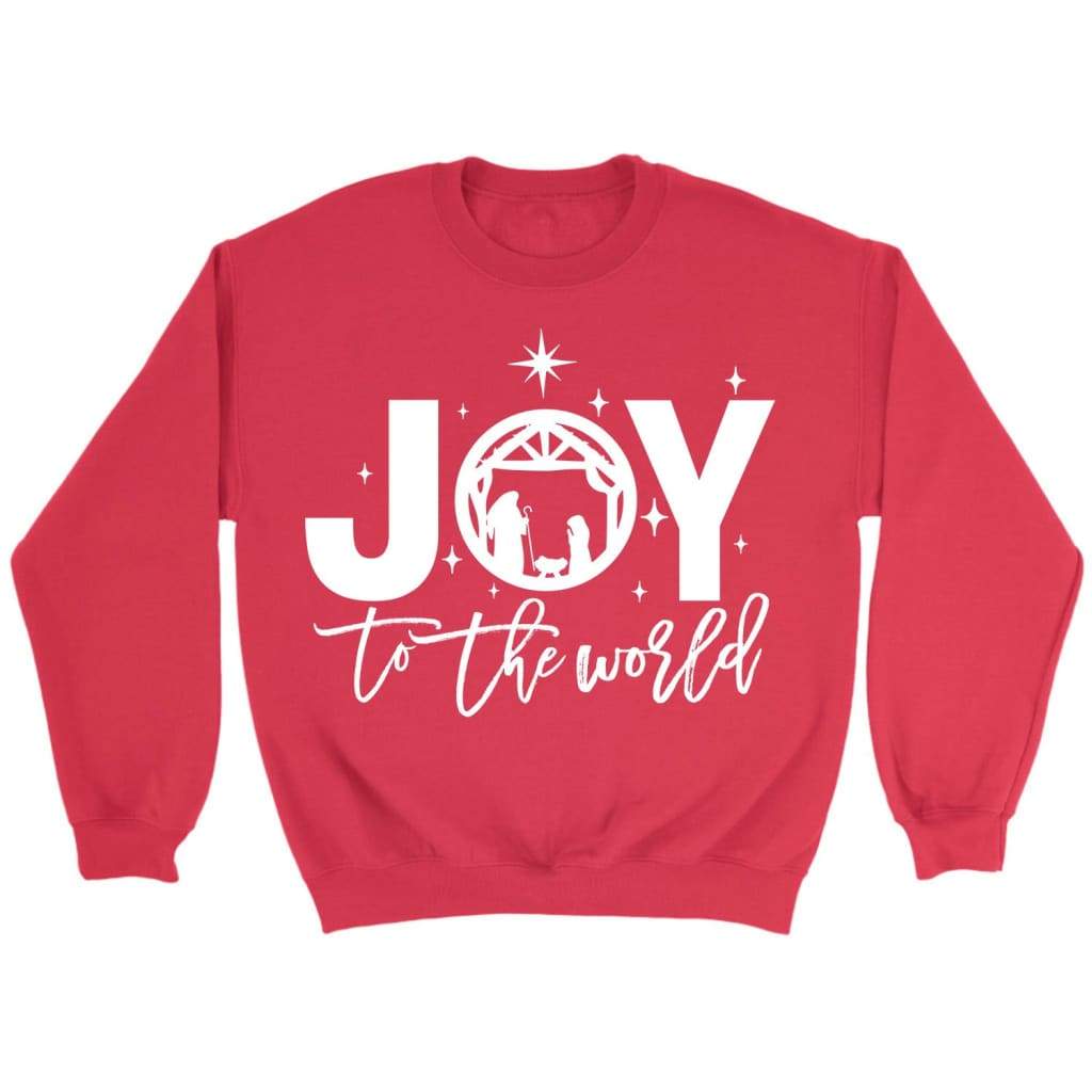 Joy to the world Christmas sweatshirt - Christian Christmas gifts Red / S