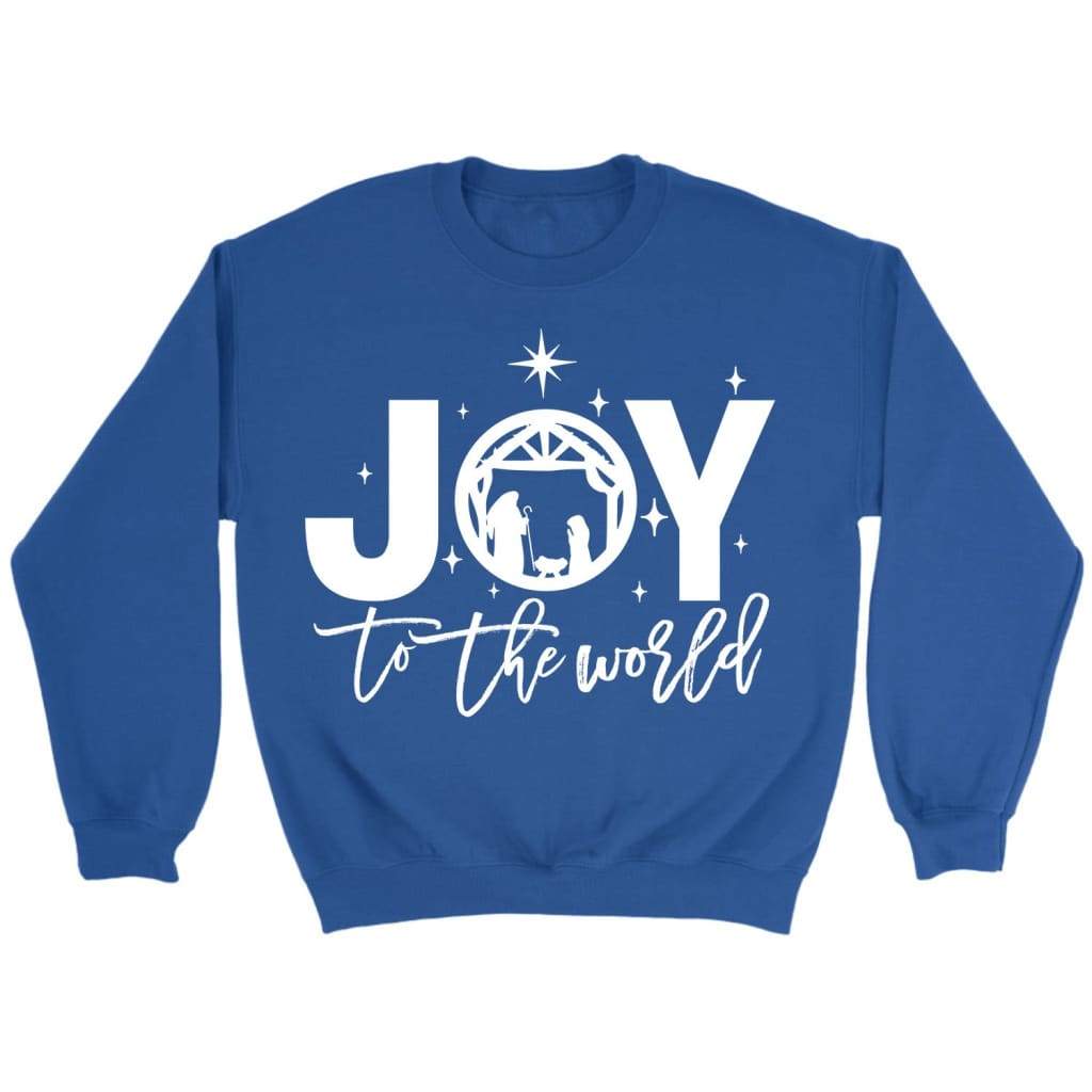 Joy to the world Christmas sweatshirt - Christian Christmas gifts Royal / S