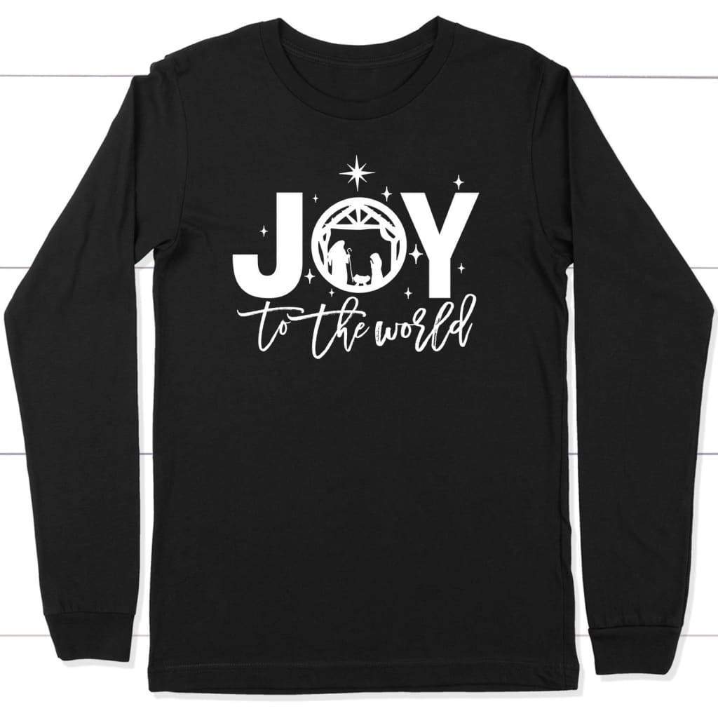 Joy to the world Christmas long sleeve t-shirt - Christian Christmas gifts Black / S