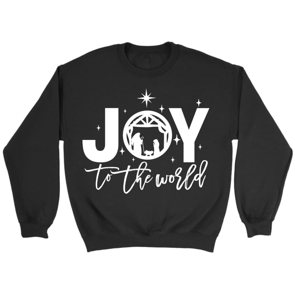 Joy to the world Christmas sweatshirt - Christian Christmas gifts Black / S