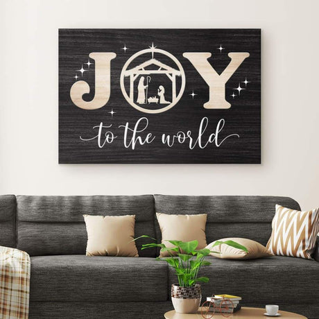 Christian Christmas wall decor: Joy to the world wall art canvas