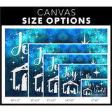 Religious Christmas wall art canvas with "Joy to the World the Lord Has Come" and nativity scene, perfect for faith-filled Christmas home decor.