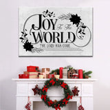 Faith-based Christmas wall art displaying "Joy To The World The Lord Has Come" with a white background, great religious decor for encouragement and inspiration.