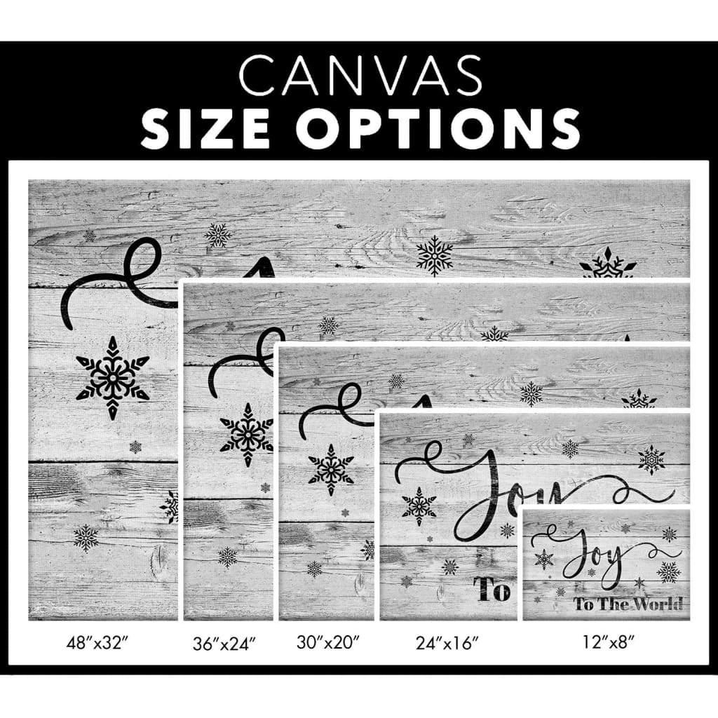 Religious Christmas canvas wall art with "Joy to the World" message, perfect for faith-filled holiday home decor - Size options.