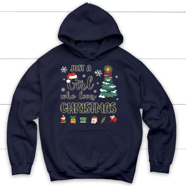 Just a girl who loves Christmas hoodie Navy / S
